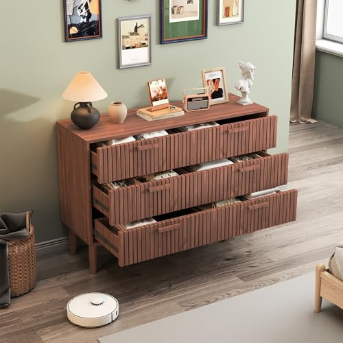 CDQL Cómoda, aparador, Mueble de Almacenamiento con 6 cajones para el recibidor, el Dormitorio y el salón, 100 x 34 x 73 cm, Color Nogal
