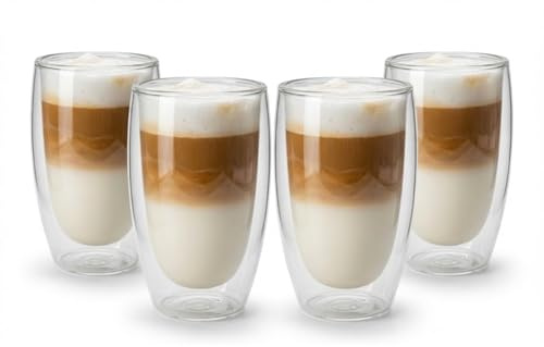 BigDean 4x 400ml doppelwandige Latte Macchiato Gläser Set Thermogläser aus Borosilikatglas - doppelwandige Kaffeegläser Cappuccino Gläser doppelwandige Gläser Kaffeegläser