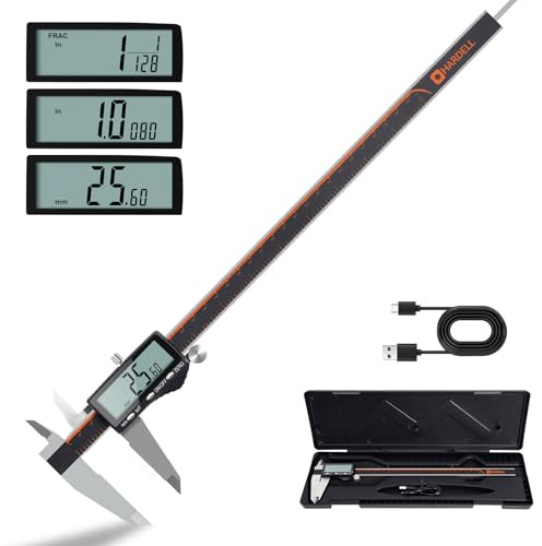 HARDELL Digitaler Messschieber 12 (300mm), wiederaufladbar. Edelstahl, großes LCD, Auto-Off. Für Werkstatt, Maschinenbau, 3D-Druck & DIY. Präzise, langlebig & vielseitig