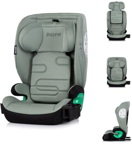 Chipolino Kindersitz Patrol i-Size Isofix (100-150cm) Kopfstütze Getränkehalter grün