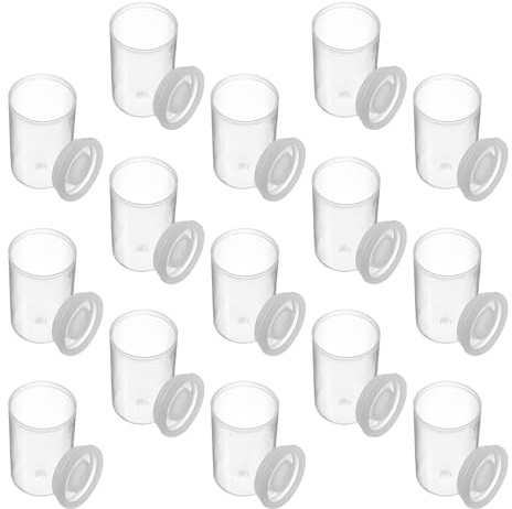 VALICLUD Lot de 50 Tubes de Stockage en Plastique Transparent Couvercles, Bocaux Rechargeables Ronds pour Pellicule Argentique, Adaptés aux Professionnels et Collectionneurs
