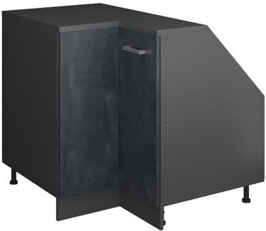 Vicco Eck-Küchenschrank für Dachschrägen R-Line, Schwarz Beton, 75.6 cm