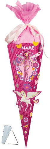 BASTELSET - Schultüte - MIA and ME 50 cm incl. Namen - mit/ohne Kunststoff Spitze - Zuckertüte Nestler - ALLE Größen - 6 eckig Mädchen Pferde Blumen Einhörn..