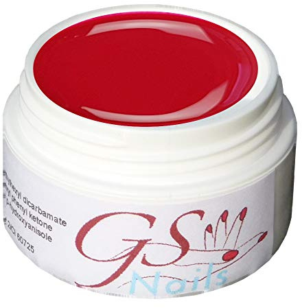 GS-Nails UV Farb-Gel für Nail-Art & Nagel-Design - 5 ml UV-härtendes Cover-Gel - Nail-Gel - selbstglättendes Nagel-Gel - hell Rot - A5