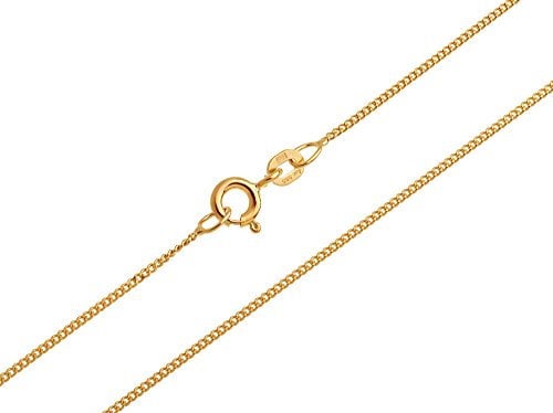 Silberketten Store Panzerkette Gold 585 Damen 90cm I filigrane Goldkette Damen hochglanz 1mm Stärke I hochwertige Echtgold Halskette für Frauen mit Federring Verschluss