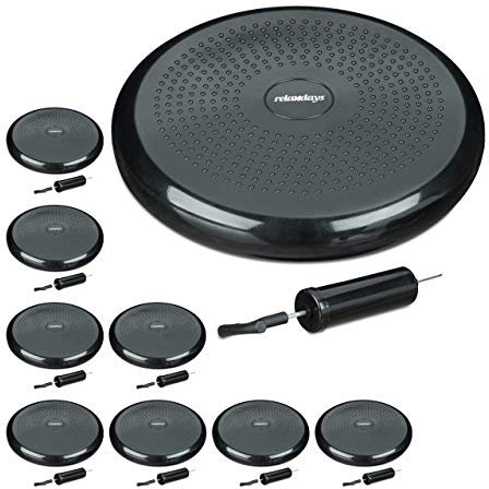 9 x Balance Kissen, 140 kg Maximalgewicht, Balance Pad mit Luftpumpe, Ballsitzkissen mit Noppen, Fitness Kissen, schwarz