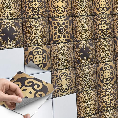 CREATISTO Mosaik Klebefliesen Stickerfliesen Fliesenfolie - Hochwertige Sticker Aufkleber für Wandfliesen I Stickerfliesen - Mosaikfliesen für Küche, Bad, WC Bordüre (15x15 cm I 9 -Teilig)