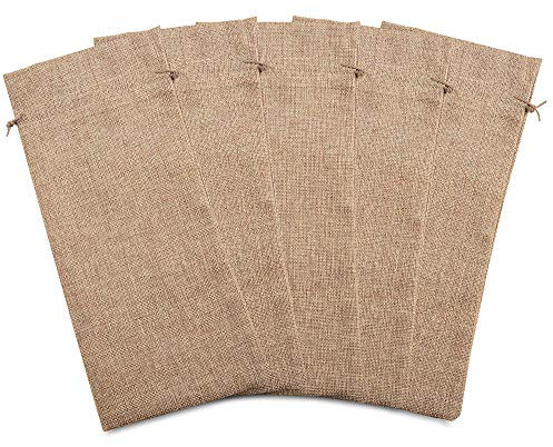 MUXItrade Sacs de vin de Bouteille de Toile de Jute, 35 x 15 cm Pouces Emballage des Sacs de vin avec Cordon de Mariage Faveur Cadeau Pochette (Paquet de 5)