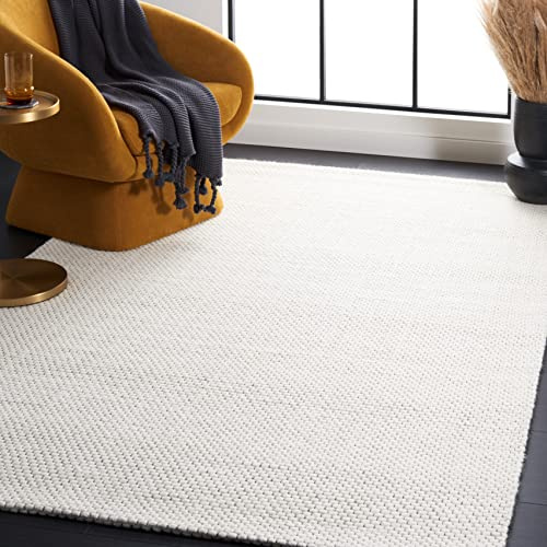 SAFAVIEH Geometrisch Teppich für Wohnzimmer, Esszimmer, Schlafzimmer - Natura Collection, Kurzer Flor, Elfenbein, 122 X 183 cm