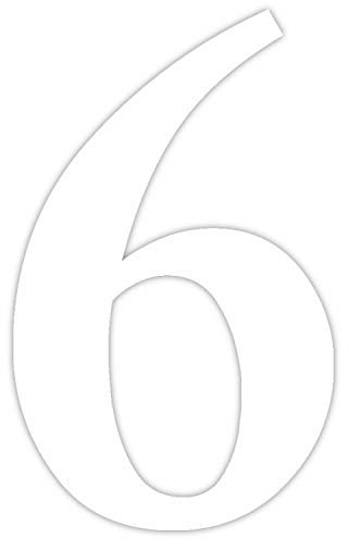 Zahlen-Aufkleber Nr. 6 in weiß I Höhe 20 cm I selbstklebende Haus-Nummer, Ziffer zum Aufkleben für Außen, Briefkasten, Tür I wetterfest I kfz_464_6