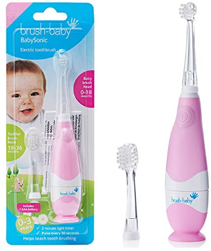 Brush Baby BabySonic Spazzolino elettrico per neonati e bambini 0-3 anni (Pink)