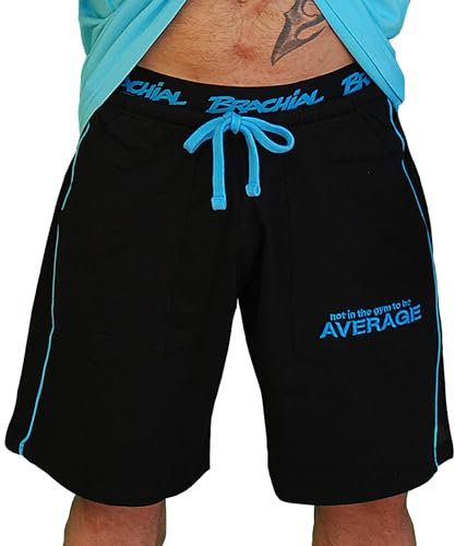 Brachial Premium Herren Kurze Hose Spacy Schwarz/Blau M - Short Trainingshose für Fitness Bodybuilding Kraftsport Gym