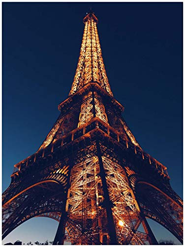 TWYYDP Puzzel Für Erwachsene 1000 Teile Eiffelturm Beleuchtet Nachtansicht Wohnkultur Gemälde, Plakate