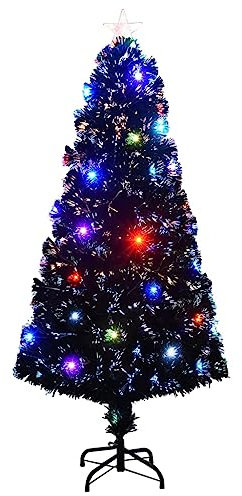 vidaXL Künstlicher Weihnachtsbaum Tannenbaum Weihnachtsdekoration Kunstbaum Weihnachtsdeko Christbaum mit Ständer und LED 150 cm Fiberoptik