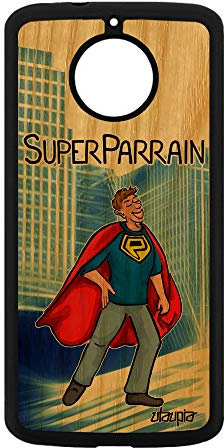 utaupia Coque Silicone pour Motorola Moto E4 Plus Bois Super Parrain Heros Telephone Etui Pas Cher Bande dessinée Texte Noir personnalisé de