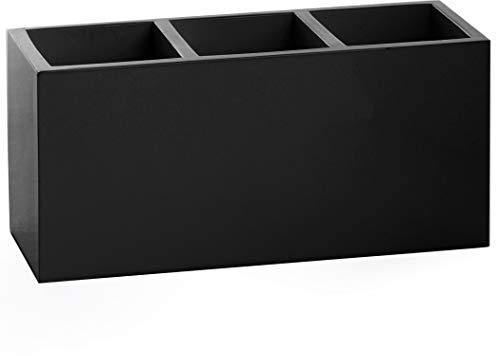 BINO Mehrzweck-Organizer mit 3 Fächern, Mattschwarz – Make-up-Pinselhalter, Make-up-Pinsel-Organizer, Zahnbürstenhalter, Marmor-Badezimmerzubehör