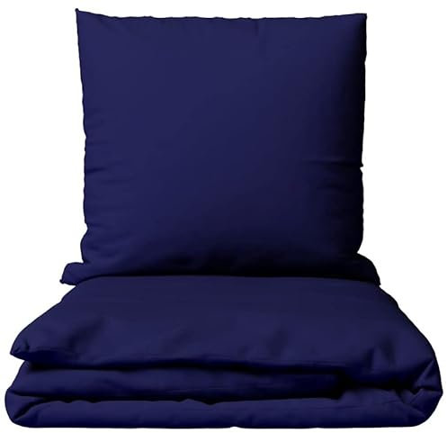 Leonado Vicenti Baumwolle Bettwäsche Uni 135x200 155x200 155x220 200x200 200x220 220x240 wählbar, 2teilig, Dunkelblau