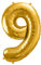 Luftballon 9. Geburtstag Folienballon 9 Gold XXL 100cm Ballon 9 Geburtstag Deko Jubiläum 9 Jahre Kindergeburtstag 9 Ballon Zahl 9 Gold