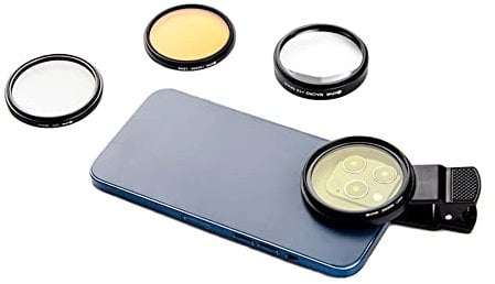 Orphek Lentille Corail Extra Large Kit pour DSRL 52mm et Tous Les Smartphones 4 Inclus Macro CPL 52mm polarisé 15000k Orange 20000k Jaune Lentille en Verre pour Une Meilleure Photographie