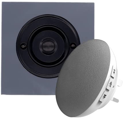 Modern Living Square Perspex Wireless Doorbell in Grey and Black - Black Centre - Plug in F5R-Recordable