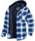 MAGCOMSEN Herren Plaid Hemd Hoodie Winter Holzfällerhemd Abnehmbar Kapuze Karohemd Frühling Baumwolle Arbeitshemd Männer Dick Fleece Flanellhemd Button-Down Bluse mit Mehrfachtaschen Blau Weiß XXL