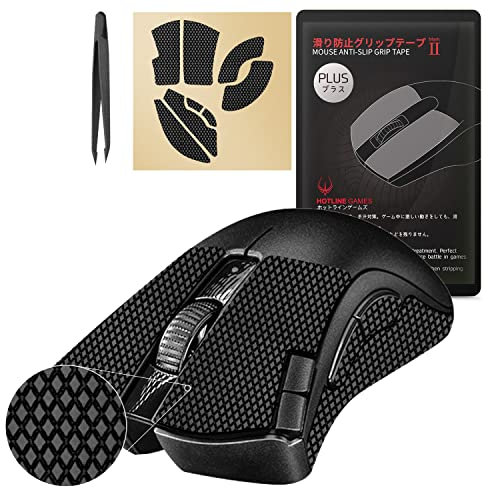 Hotline Games [ Grip Upgrade 2.0 Plus Anti Slip Grip Tape Compatible With Raer Gaming Mouse Skins, Cut to Fit, Easy to Apply (for DeathAdder V2 X, Black)