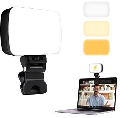 Rechargeable Video Conference Lighting Kit, Adjustable Portable Laptop Lighting with Clip, 3 Light Modes & 10 Dimmable Brightness Levels, for Online Meeting, Live Streaming, Makeup, Remote Working