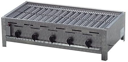 BSR-Grillen 5-flammiger Profi Gasgrill aus Edelstahl, stufenlos regelbar, Gasbräter, Gastrogrill, Gastrobräter mit Gasschlauch und Druckminderer (18,4 kW | Edelstahl Grillrost zerlegbar)