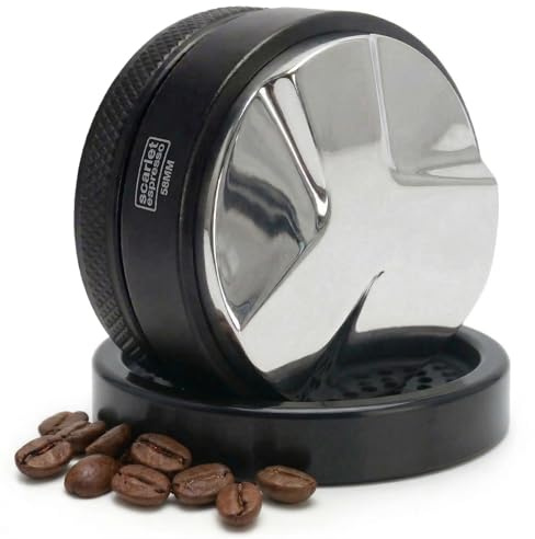 scarlet espresso | Kaffee Distributor »Grande TRE« – Kaffeverteiler für gleichmäßige Verteilung im Siebträger 5–13mm einstellbar – Leveler für präzise Espresso-Zubereitung – Set 54,3mm + Tamperablage