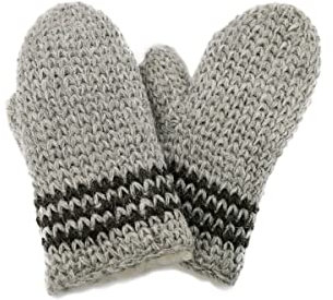 Hollert Handgestrickte Fausthandschuhe Bernie gefüttert Merinowolle Grau