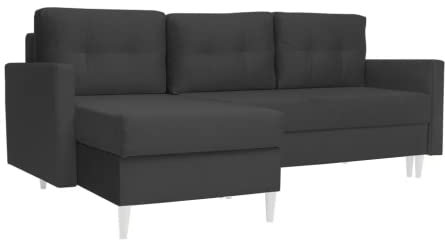 Generisch Universal Ecksofa Bergen Eckcouch Schlaffunktion Wohnzimmer Modern (Farbe der Füße: Weiss, Schwarz - Swing 20)