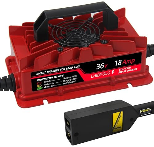 LHIBYOLO 36 Volt Golf Carts Battery Charger for 18 AMP EZGO TXT, with Type EZGO TXT Plug, Club Car Charger 36 Volt for 36V Golf Cart Batteries