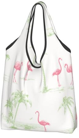 AABSTBFM Lot de 3 sacs de courses pliables et réutilisables avec imprimé flamants roses - Grand sac fourre-tout, sac à main et sac de plage, Flamants roses, Taille unique