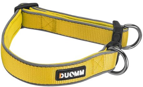 Coogime Hundehalsband, Weich Gepolstertes Neopren Nylon Hunde Halsband für Mittlere und große Hunde, Verstellbare und Reflektierend für das Training (gelb, S)