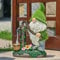 Statues de nain de jardin avec lampes solaires, nain de jardin en résine avec arrosoir et lampes solaires, figurine de nain debout étanche pour pelouse, cour, allée, patio, porte d'entrée