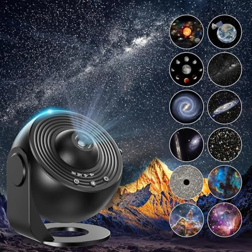 Sternenhimmel Projektor, Lomoo Galaxie Stern Projektor, Led Heim Planetarium Galaxy Nachtlicht mit 13 Discs für Kinder und Erwachsene - Schwarz