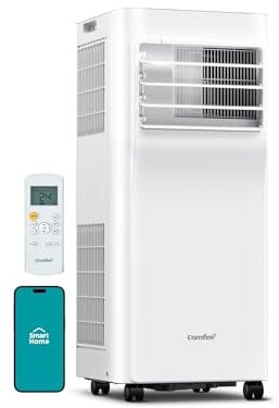 COMFEE’ 7000 BTU Portable Air Conditioner App Control with Dehumidifier & Fan mode, Remote Control & Window Installation Kit Included, 24-Hour Timer for Rooms Up to 269 sq.ft. (25㎡)