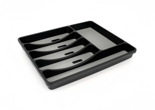 DAMDAM GO Cubertero Antideslizante de Plástico y Silicona, Organizador Para Cajones, Organizador de Utensilios Para Cocina Resistente y Fácil de Limpiar Con 6 Compartimentos