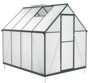 Vente-unique - Serre de Jardin en Polycarbonate et Aluminium - 4 m² - Vert - ASTELIA