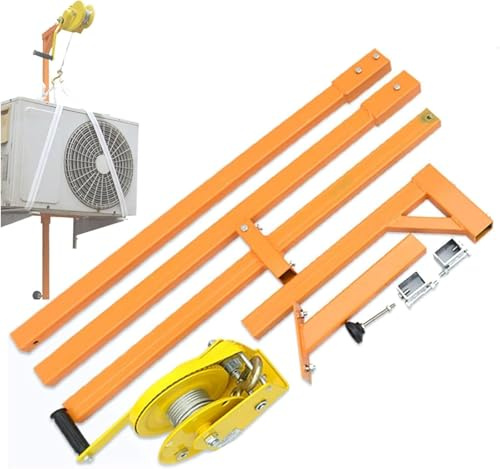 Treuil Manuel Portable – Outil de Levage à Main pour Climatisation, Grue de Levage Robuste en Acier Renforcé avec Treuil à Manivelle, Installation Sécurisée et Capacité de Charge Élevée