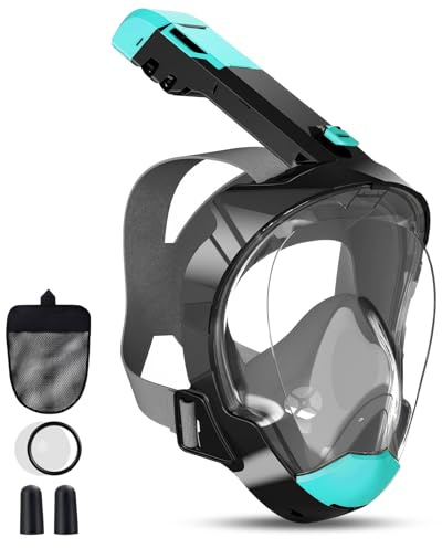 RDDAIPE Maschera Snorkeling Integrale per Adulti S/M, Maschera Facciale Snorkeling, 180° Design Pieno Maschera Subacquea Adulti,Maschera da Sub,Antifog, Easybreath, Sicura da Co2,per Mare Snorkeling