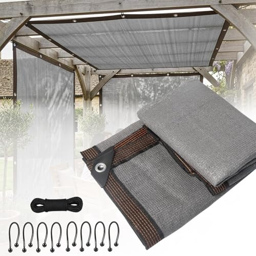 Voile Filet Toile D’ombrage 90% Anti UV, De Protection Solaire avec Œillets, for Pergola, Jardin, Serre, Respirante(Gris,3.5x3.5m)