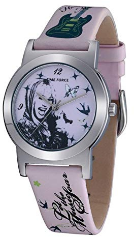 TIME FORCE HM1010 – Women's Leather Strap Watch, Pink/Grey