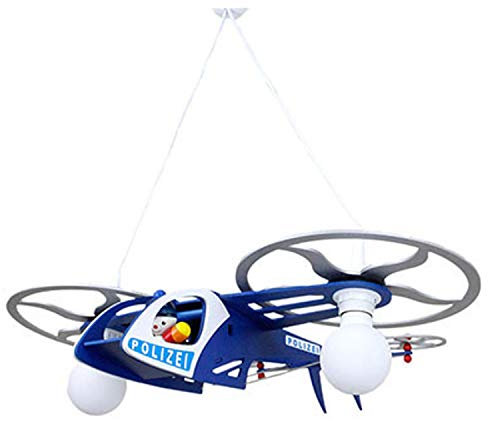 Elobra Pendelleuchte Polizei Helikopter, 2 flammig ELO-127988 Blau, Silber, Weiß