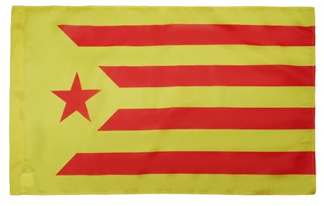 AZ FLAG Bandera de CATALUÑA ESTELADA VERMILLA 150x90cm para Palo - Bandera Catalunya INDEPENDENTISTA GROGA 90 x 150 cm