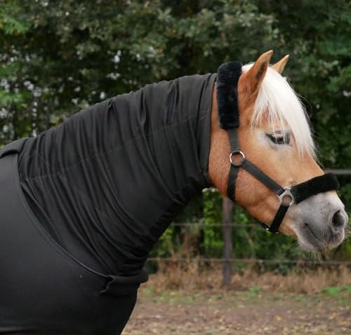 Snuggy Hoods Weatherproof Headless Turn Out Hood for Horse or Pony (Black, XL) | Weatherproof headless hood covers the neck and shoulders. Keeps horses clean and warm in the field. Pull-On Version.