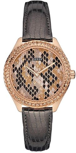 Guess Damen Analog Quarz Uhr mit Leder Armband W0626L2