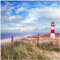 Wallario Glasbild Leuchtturm am Strand von Sylt - 50 x 50 cm Wandbilder Glas in Premium-Qualität: Brillante Farben, freischwebende Optik