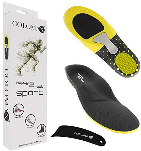 COLOMAX - SPORT - Einlegesohlen ideal für Sport und Alltag - Optimale Dämpfung - Maximaler Halt - Für Damen & Herren, Schwarz, 43 - 46 EU / L