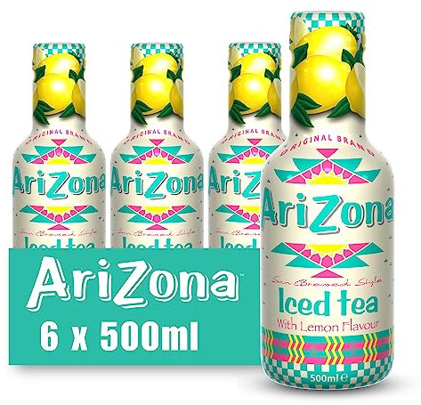 Arizona Lemon Iced Tea, Pack of 6 x 500ml PET Bottles, Delicious Fruit Tea Drink, No Artificial Colours or Preservatives